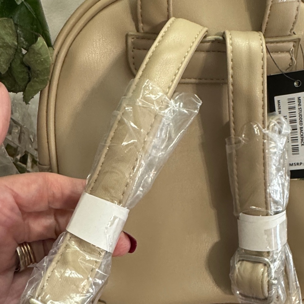 Badgley Mischka Vegan Leather Tan Backpack - Picture 4 of 8